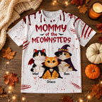 Horror Theme Mommy Daddy Of The Meownsters Cats - Personalized Shirt - Halloween Gift For Cat Lovers