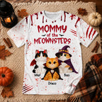 Horror Theme Mommy Daddy Of The Meownsters Cats - Personalized Shirt - Halloween Gift For Cat Lovers