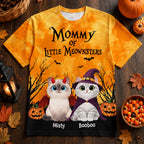 Halloween Theme Mommy Daddy Of The Meownsters Cats - Personalized Shirt - Halloween Gift For Cat Lovers