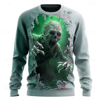 Halloween Men's Zombies Sweatshirt Punk Party Gothic Long Sleeve Crew Neck Vacation Red Blue Green Crewneck 3D All Seasons Designer S M L XL XXL XXXL