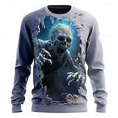 Halloween Men's Zombies Sweatshirt Punk Party Gothic Long Sleeve Crew Neck Vacation Red Blue Green Crewneck 3D All Seasons Designer S M L XL XXL XXXL