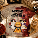 Mommy Daddy Of The Meownsters Cats - Personalized Shirt - Halloween Gift For Cat Lovers