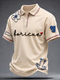 Men's Puerto Rico Art Printed Casual Tops