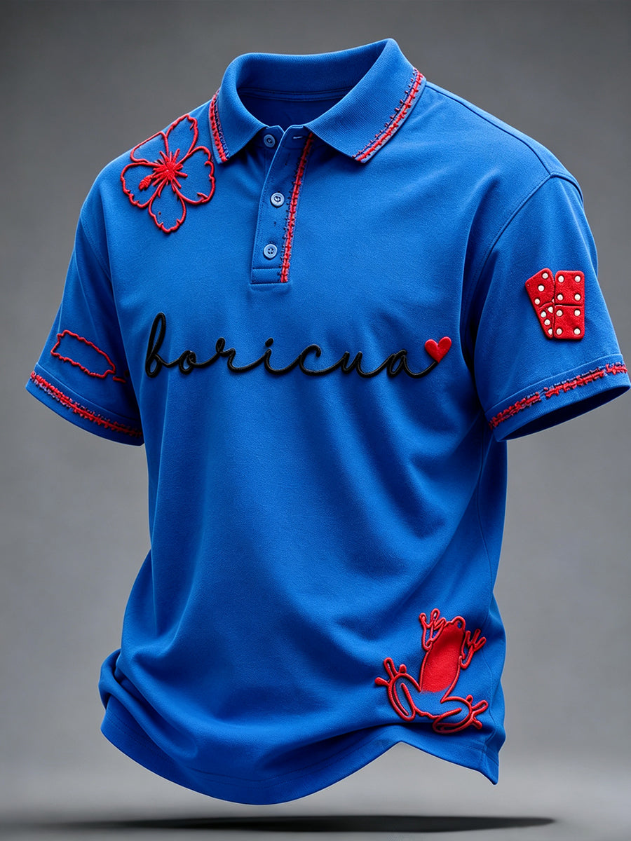 Men's Puerto Rico Art Printed Casual Tops