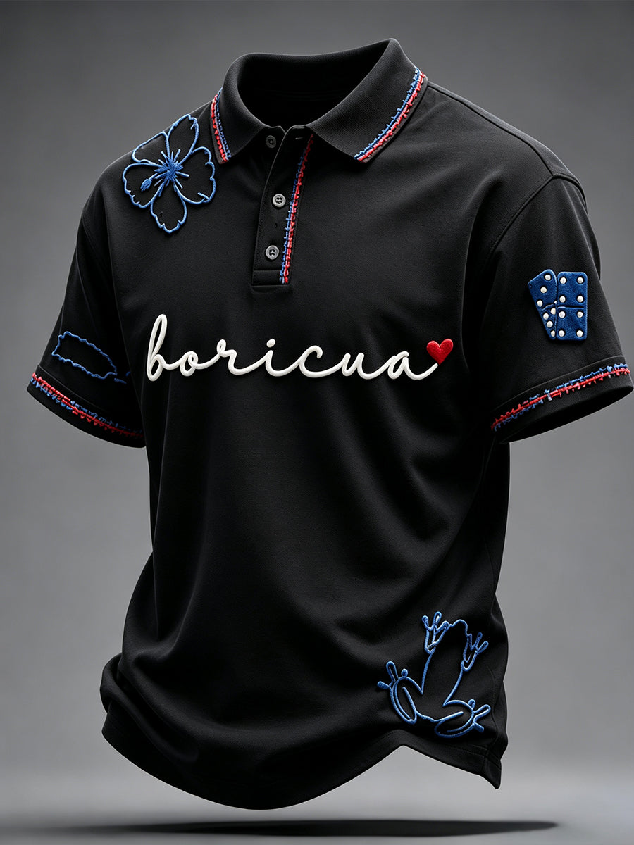 Men's Puerto Rico Art Printed Casual Tops