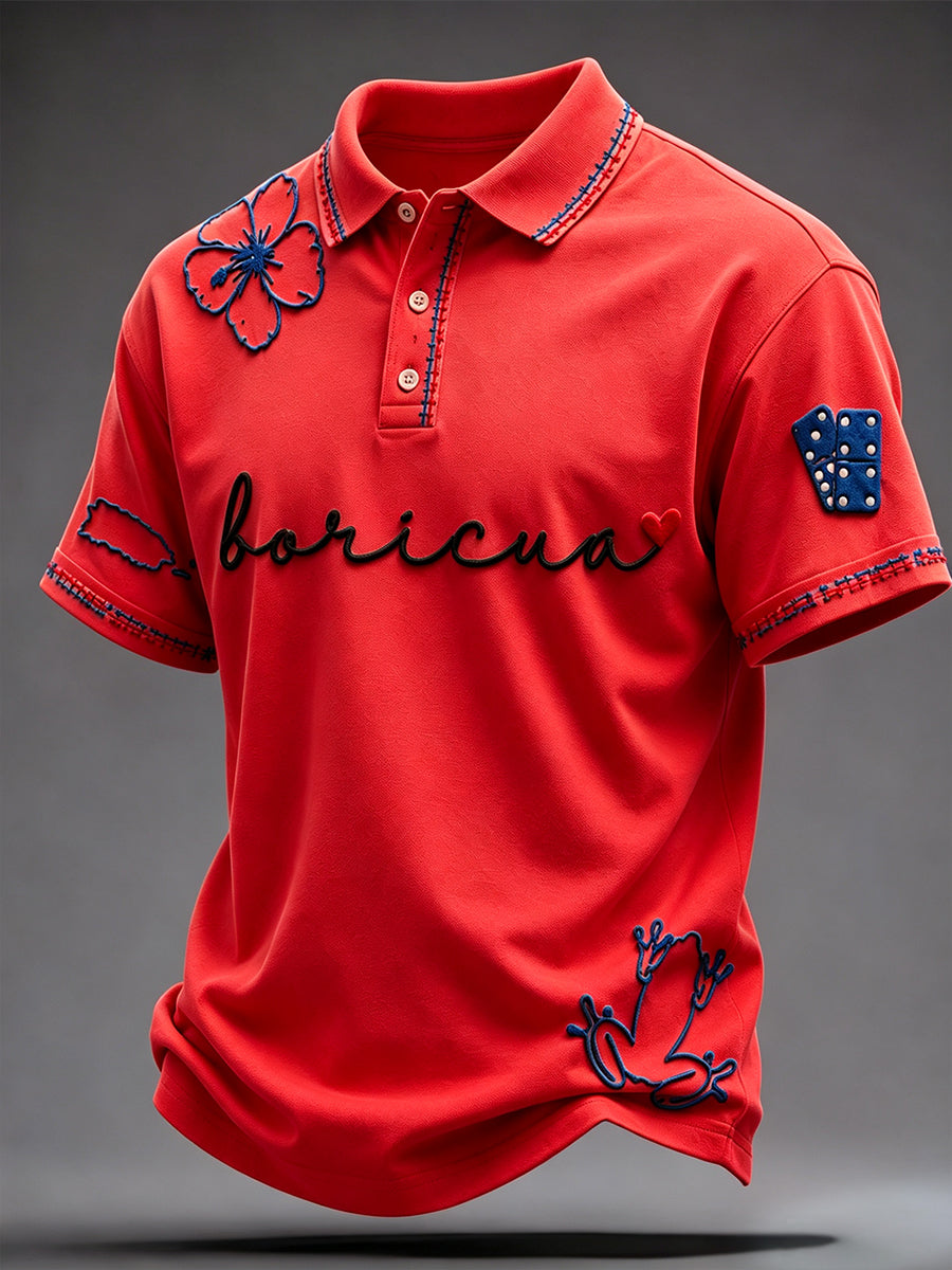 Men's Puerto Rico Art Printed Casual Tops