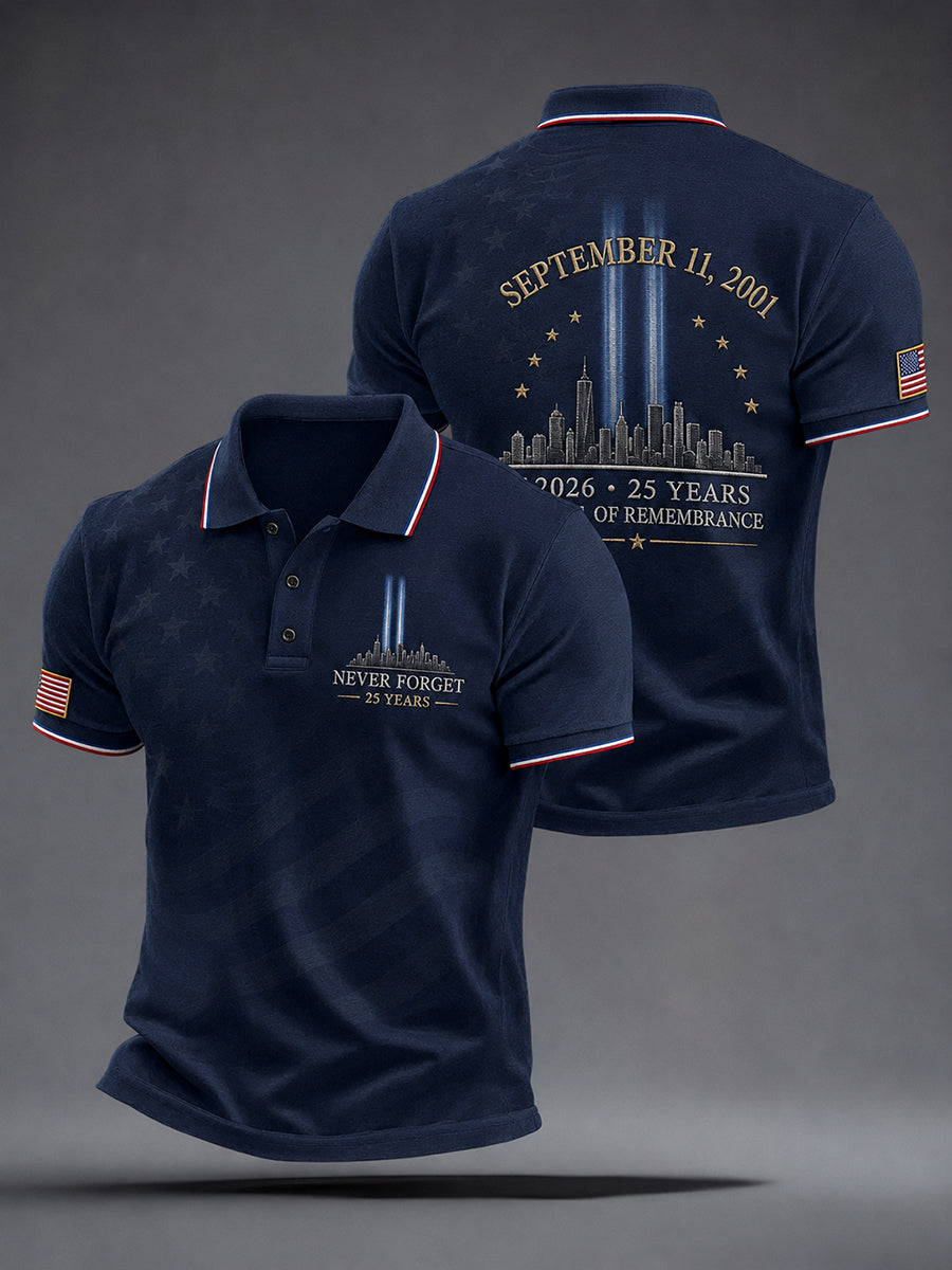 Men's 9/11 25th Anniversary We Will Never Forget Printed Shirt