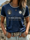 Women's Yorkshire Day White Roses Art Printed short-sleeved T-shirt