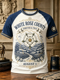 Men's Yorkshire Day White Roses Art Printed short sleeve t-shirt