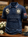 Men's Yorkshire Day White Roses Art Printed Casual Tops