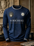 Men's Yorkshire Day White Roses Art Printed long sleeve round neck T-shirt