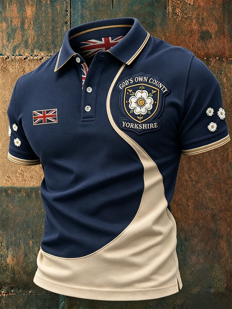 Men's Yorkshire Day White Roses Art Printed Casual Tops