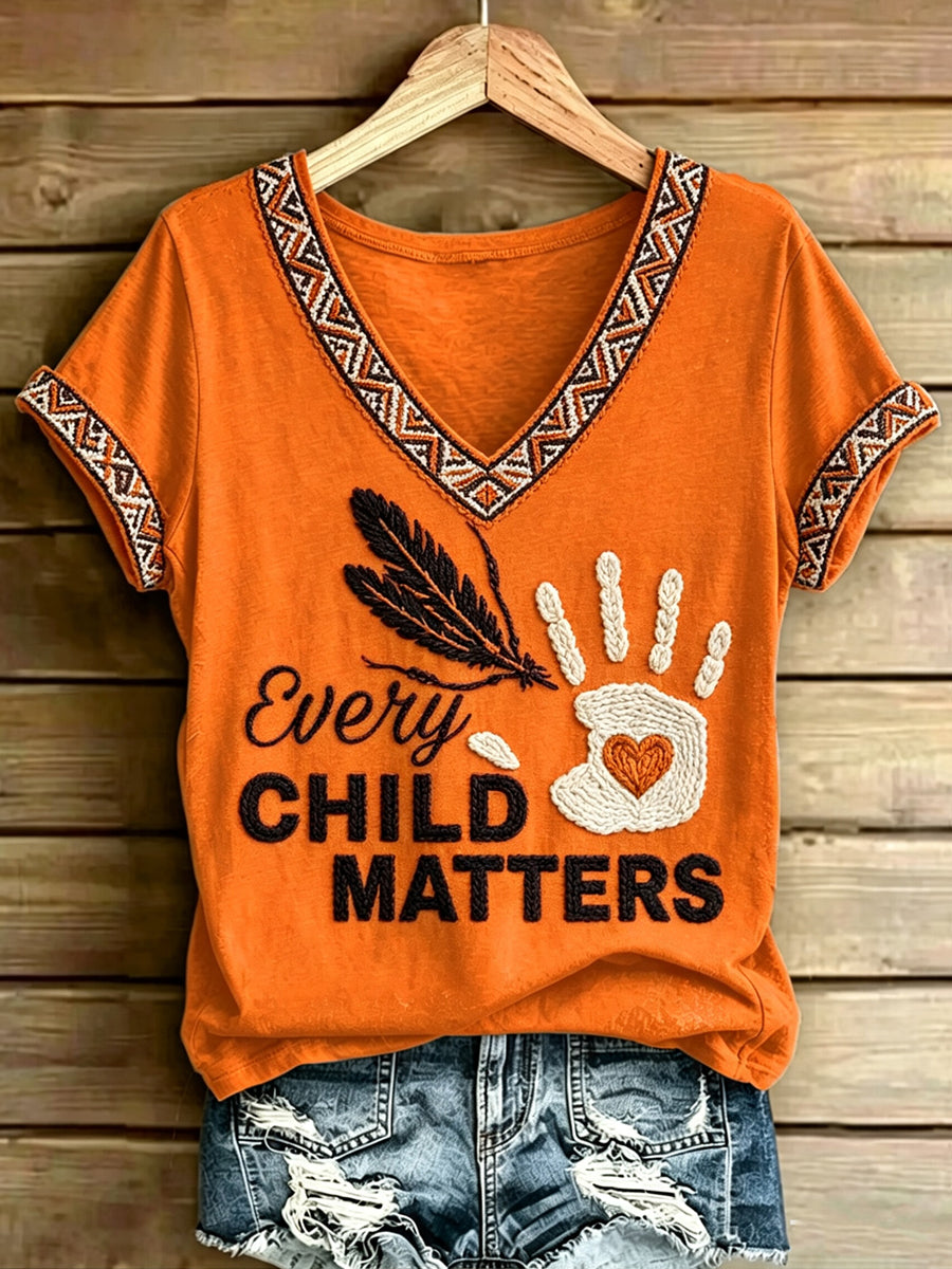 Women's  Every Child Matters Printed Vintage Fashion Loose Short Sleeve T-Shirt