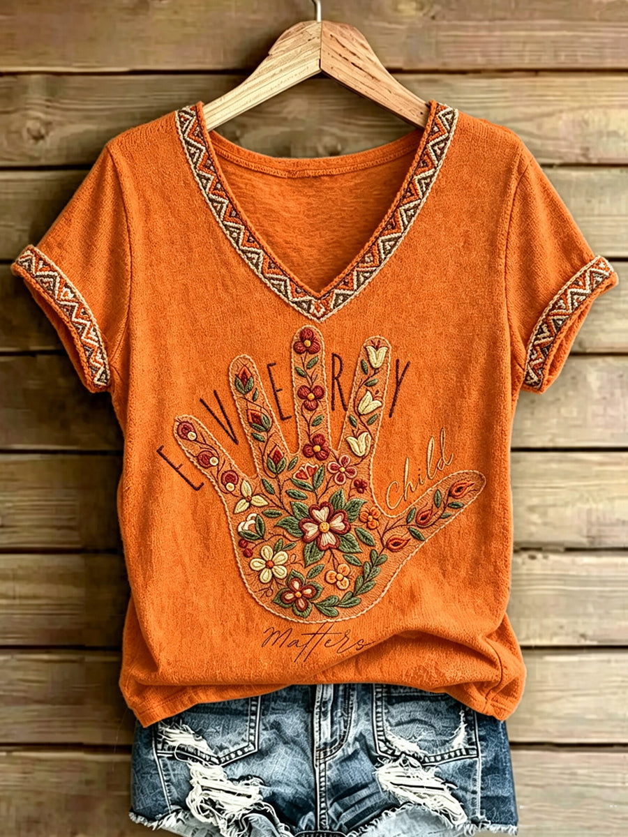 Women's  Every Child Matters Printed Vintage Fashion Loose Short Sleeve T-Shirt