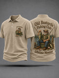Men's Funny Old Bastards Fishing Club Lifetime Member Print Casual Polo Shirt