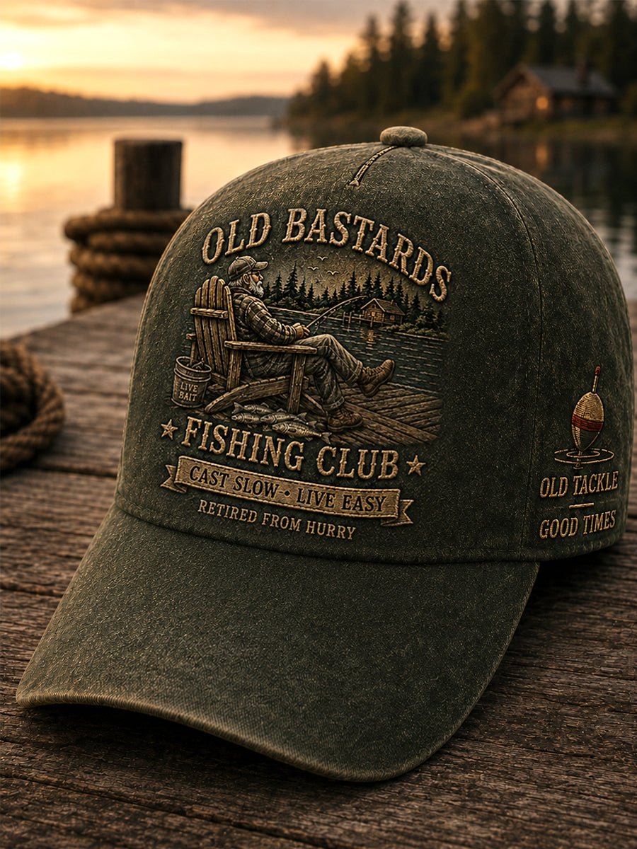 Unisex Funny Old Bastards Fishing Club Lifetime Member Print Hat