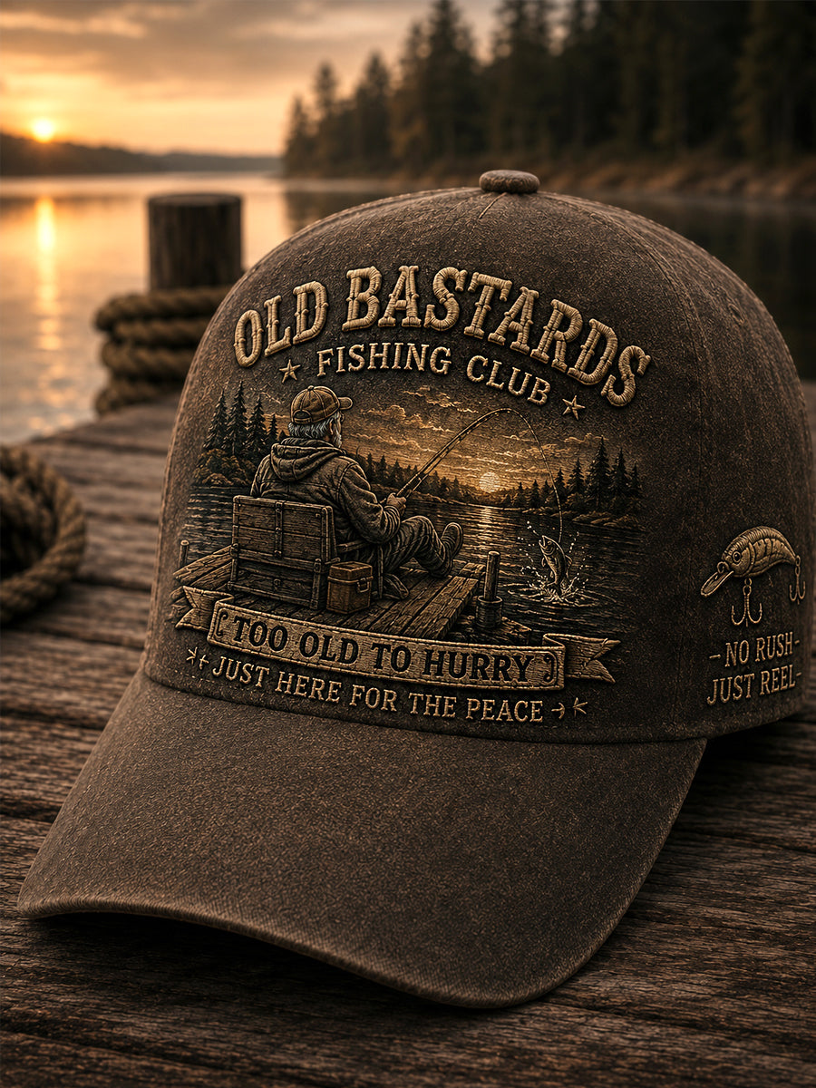 Unisex Funny Old Bastards Fishing Club Lifetime Member Print Hat
