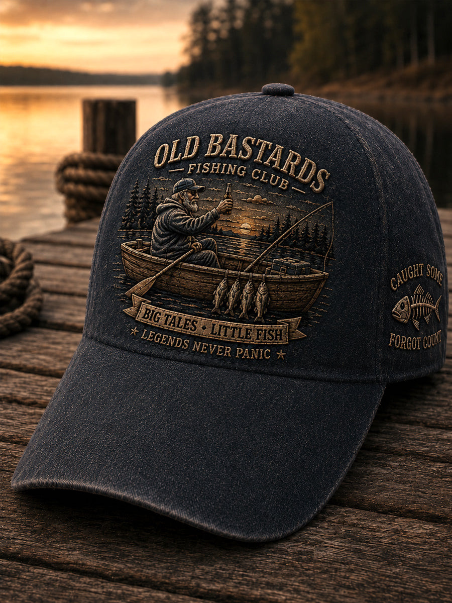 Unisex Funny Old Bastards Fishing Club Lifetime Member Print Hat