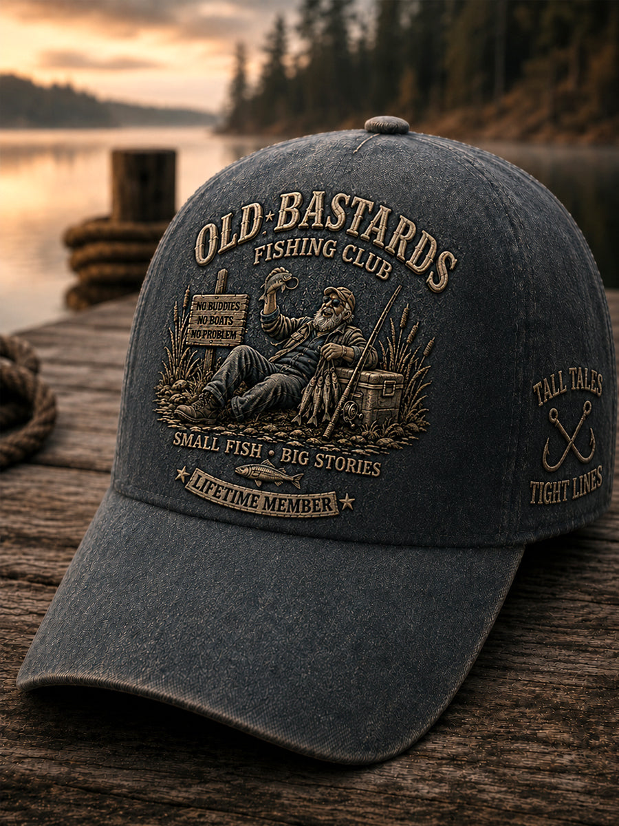 Unisex Funny Old Bastards Fishing Club Lifetime Member Print Hat