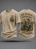 Men's Funny Old Bastards Fishing Club Lifetime Member Print Casual Tee