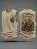 Men's Funny Old Bastards Fishing Club Lifetime Member Print Casual Tank Top