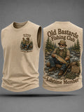 Men's Funny Old Bastards Fishing Club Lifetime Member Print Casual Tank Top