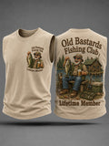 Men's Funny Old Bastards Fishing Club Lifetime Member Print Casual Tank Top