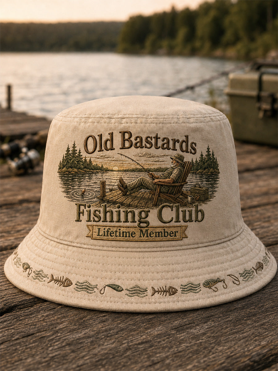 Unisex Funny Old Bastards Fishing Club Lifetime Member Print Hat