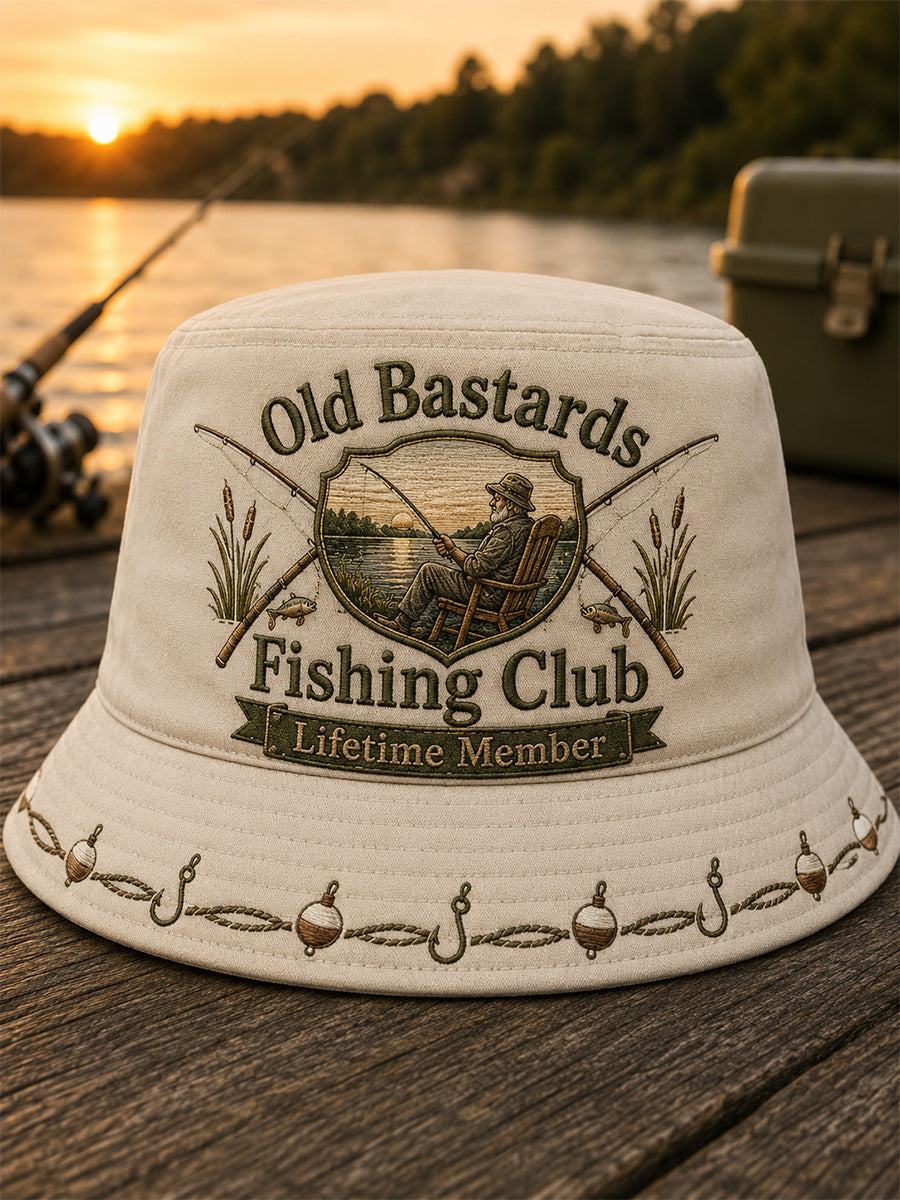 Unisex Funny Old Bastards Fishing Club Lifetime Member Print Hat
