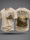 Men's Funny Old Bastards Fishing Club Lifetime Member Print Casual Tee