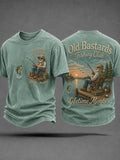 Men's Funny Old Bastards Fishing Club Lifetime Member Print Casual Tee