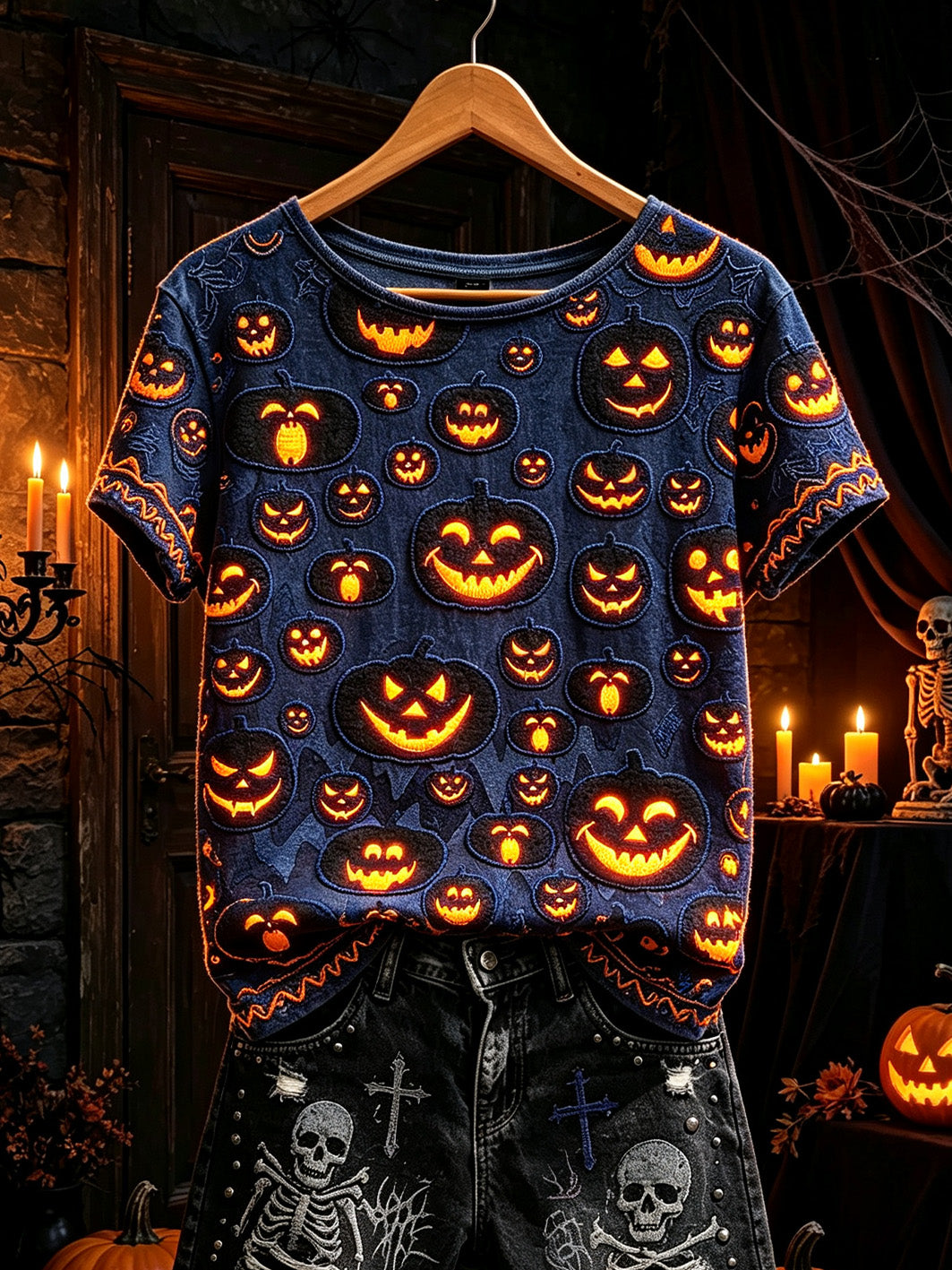 Women's Gothic style element print casual short-sleeve T-shirt