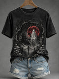 Women's Halloween Ghost Red Moon Casual T-Shirt