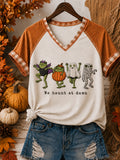 Women's Funny Halloween Print V-neck T-shirt