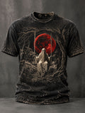 Men's Halloween Ghost Red Moon Casual T-Shirt
