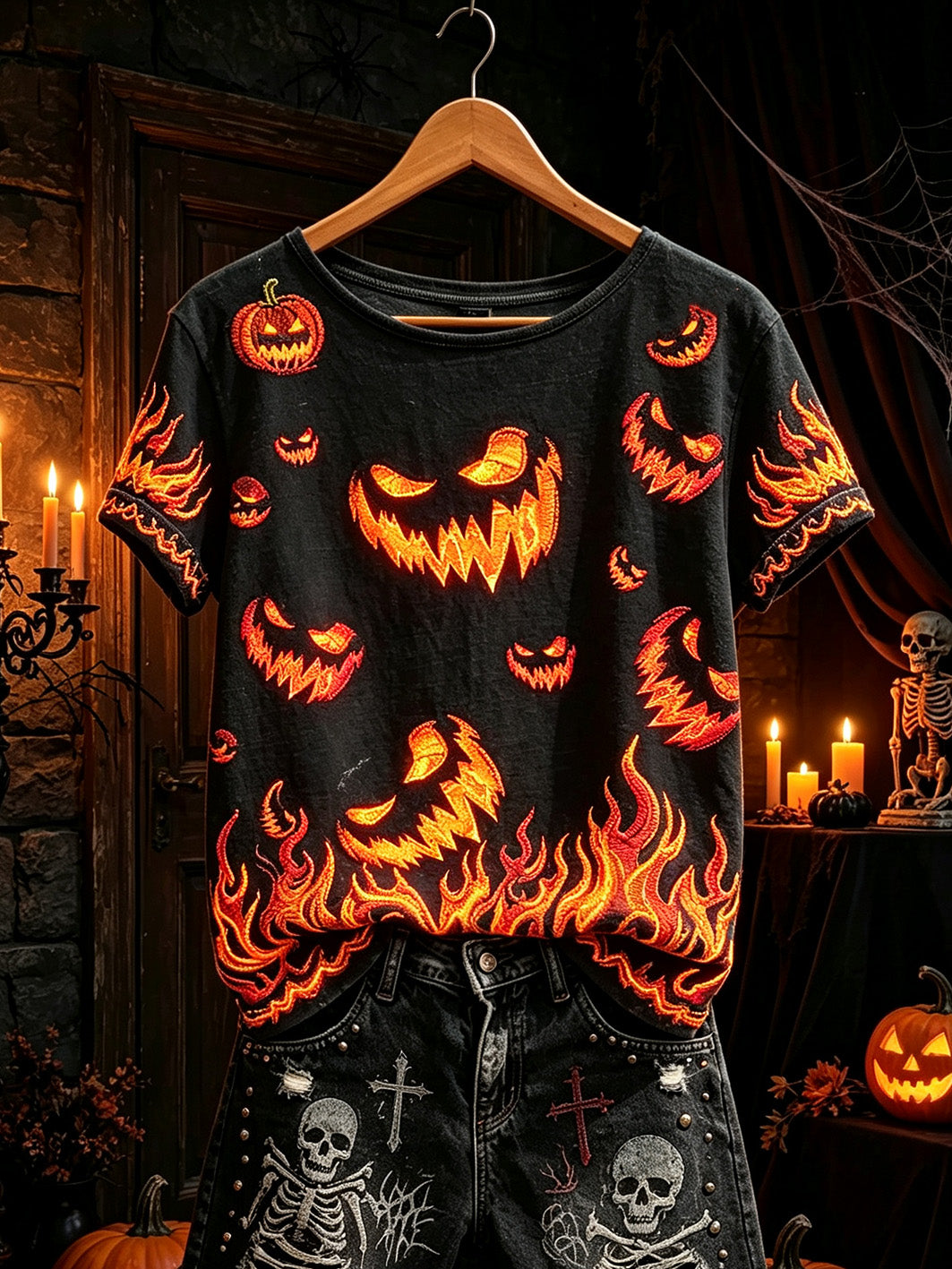 Women's Gothic style element print casual short-sleeve T-shirt
