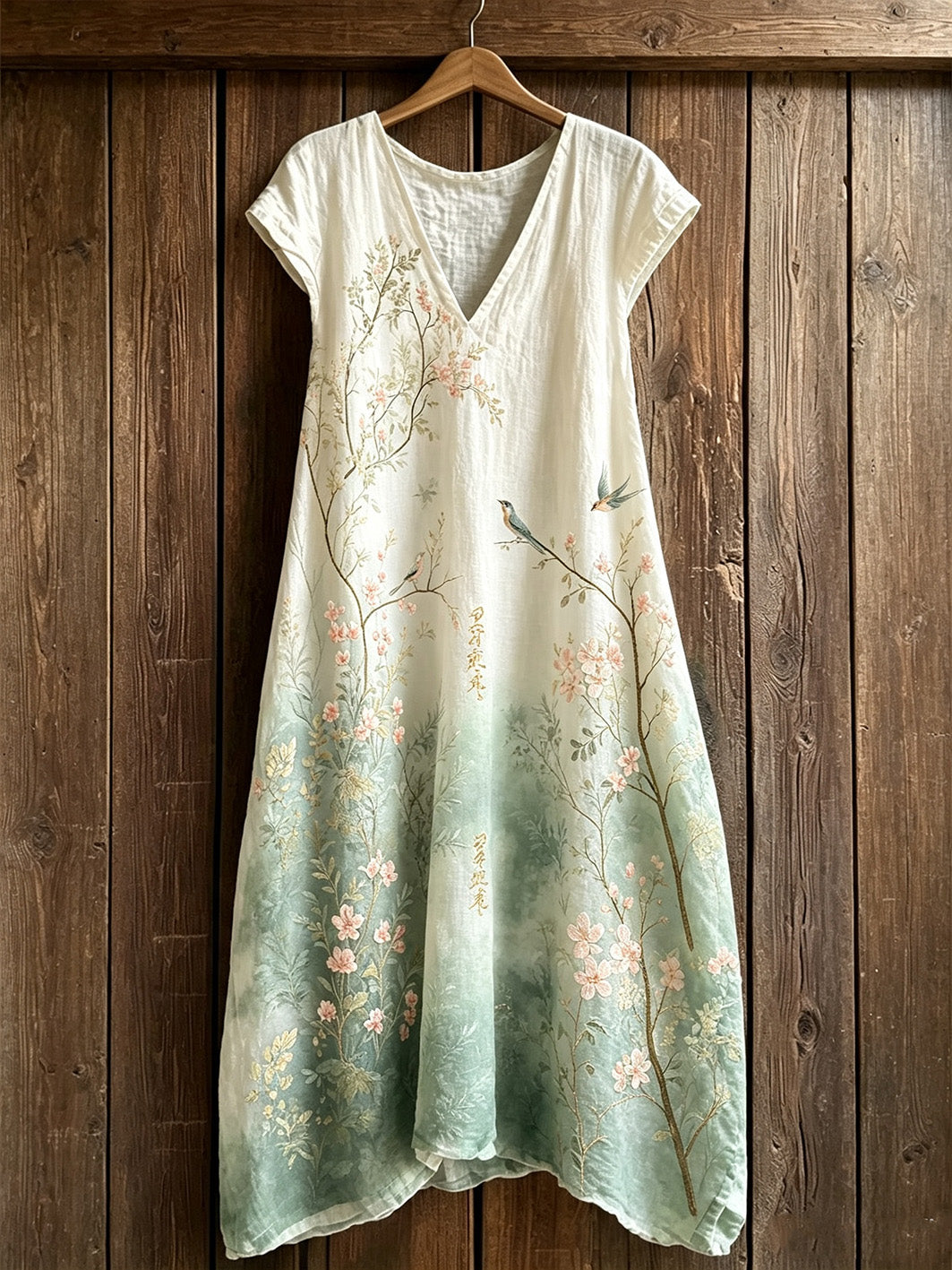 Women's Japanese Art Style Plant Flower Pattern Leisure Dress