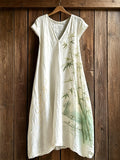 Women's Japanese Art Style Plant Flower Pattern Leisure Dress