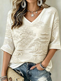 Women's Vintage Japanese Art Print Linen Short-sleeved T-shirt