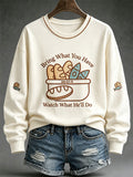 Women's Jesus 2 Fishes 5 Breads 5000 Chosen Against The Current Print Casual Sweatshirt