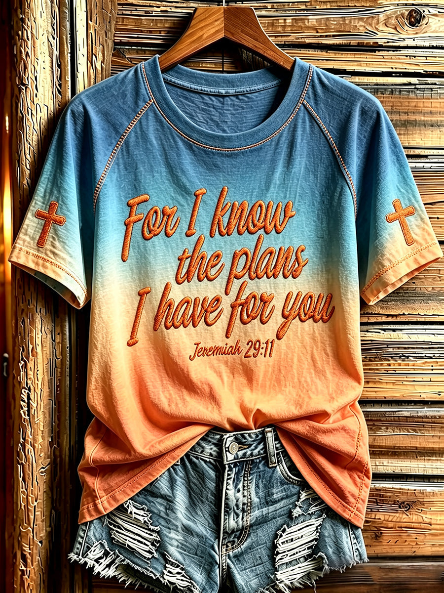 Women's Faith Quote Print Round Neck Short Sleeve T-shirt
