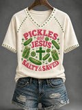 Women's "Pickles and Jesus: Salty & Saved" Casual T-Shirt