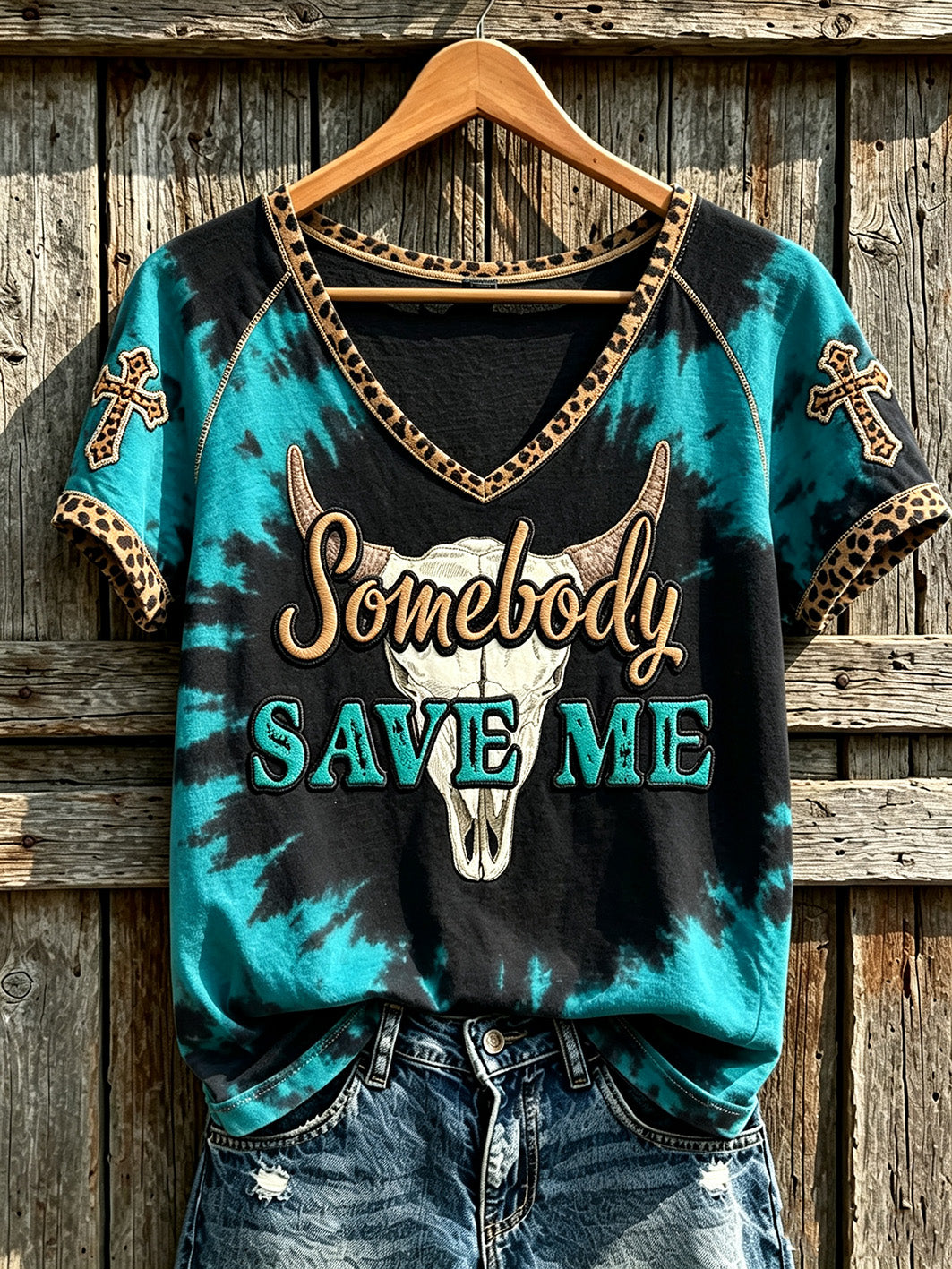Women's retro western style faith slogan pattern printed casual short-sleeve T-shirt
