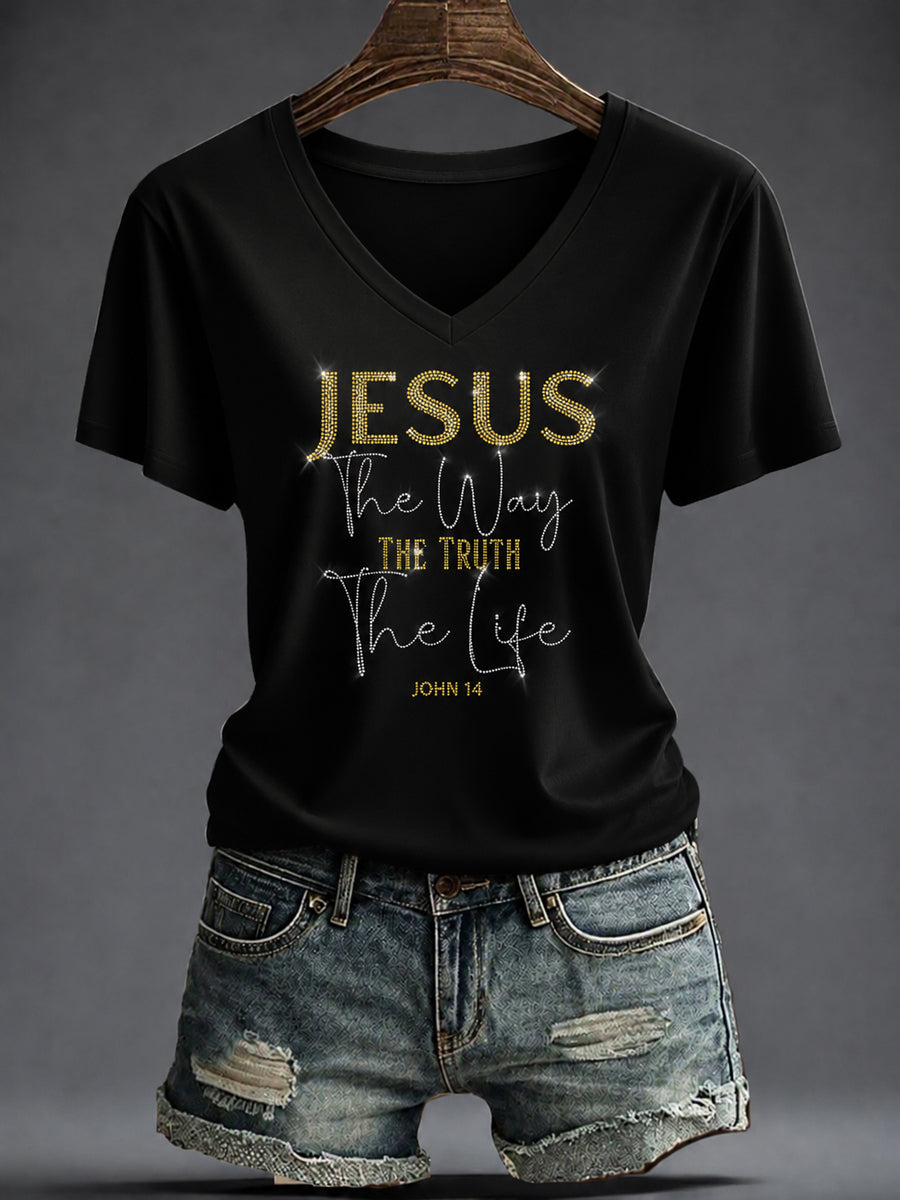 Women's Faith Printed V-neck T-shirt