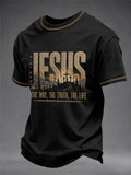 Men's Christian John 14:6 Jesus The Way The Truth The Life Cross Short Sleeve T-shirt