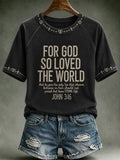 Women's Christian John 3:16 For God So Loved The World Cross Short Sleeve T-shirt