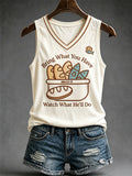 Women's Jesus 2 Fishes 5 Breads 5000 Chosen Against The Current Print Casual V-Neck Vests