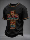 Men's Christian John 3:16 For God So Loved The World Cross Short Sleeve T-shirt
