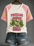 Women's "Pickles and Jesus: Salty & Saved" Casual T-Shirt