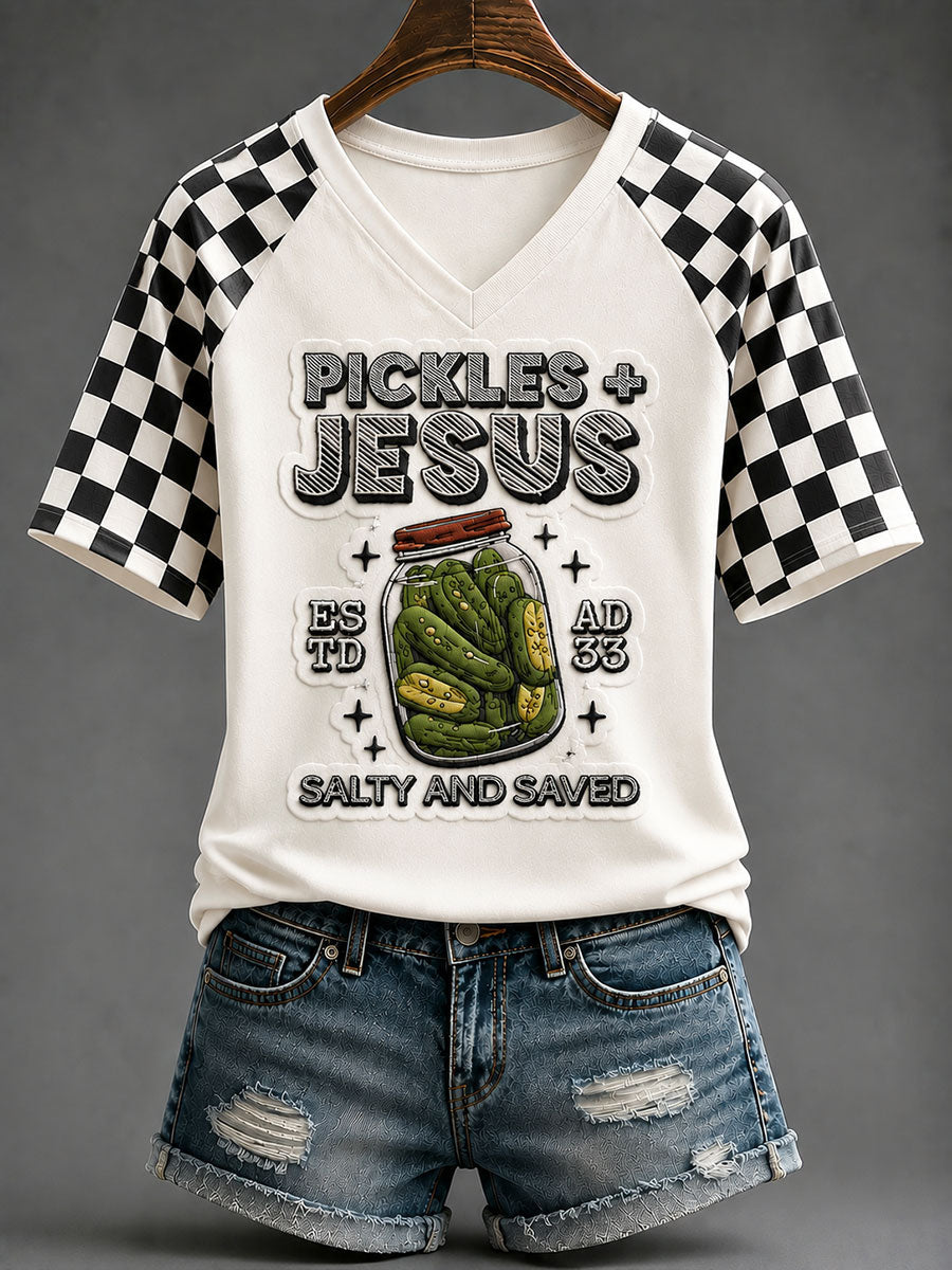 Women's "Pickles and Jesus: Salty & Saved" Casual T-Shirt